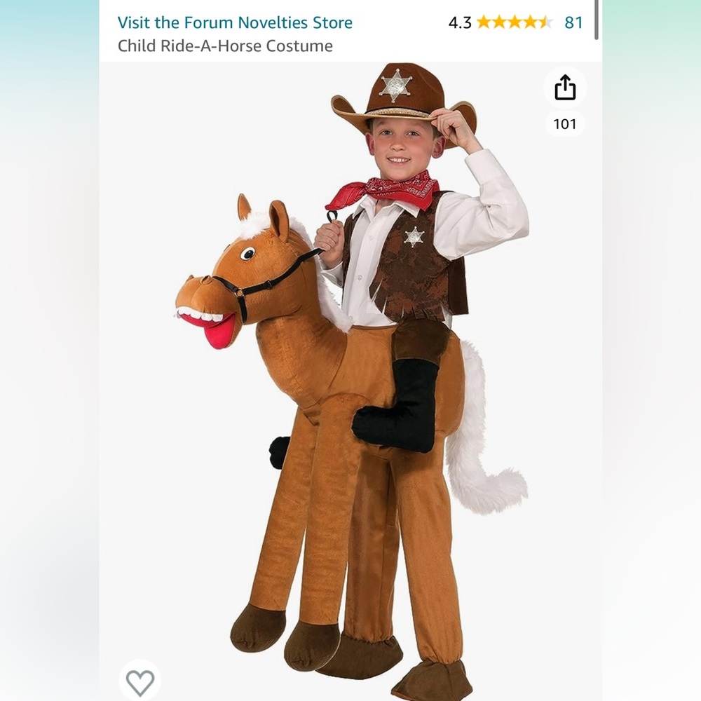 Child size small ride on horse costume